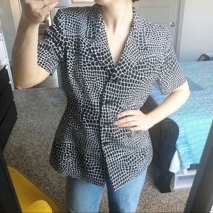 Le Suit Black Jacket Animal Print Short Sleeve 8 M